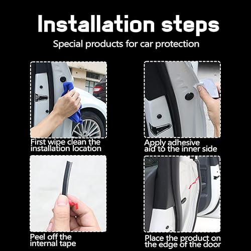 Miniatura 5 de AUCELI Burlete de sellado de puerta de automóvil, tira de sellado de puerta automotriz en forma de B, autoadhesiva, impermeable, insonorizada, borde