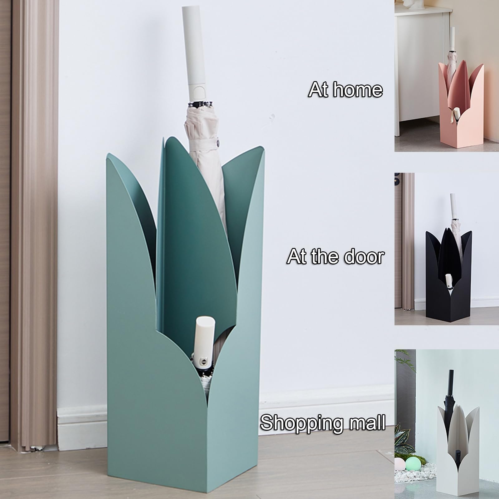 Portaombrelli creativo a 3 zone in metallo verniciato ad alta temperatura, angoli arrotondati 58,9 cm, supporto multifunzione per canne, casa, ufficio e centri commerciali