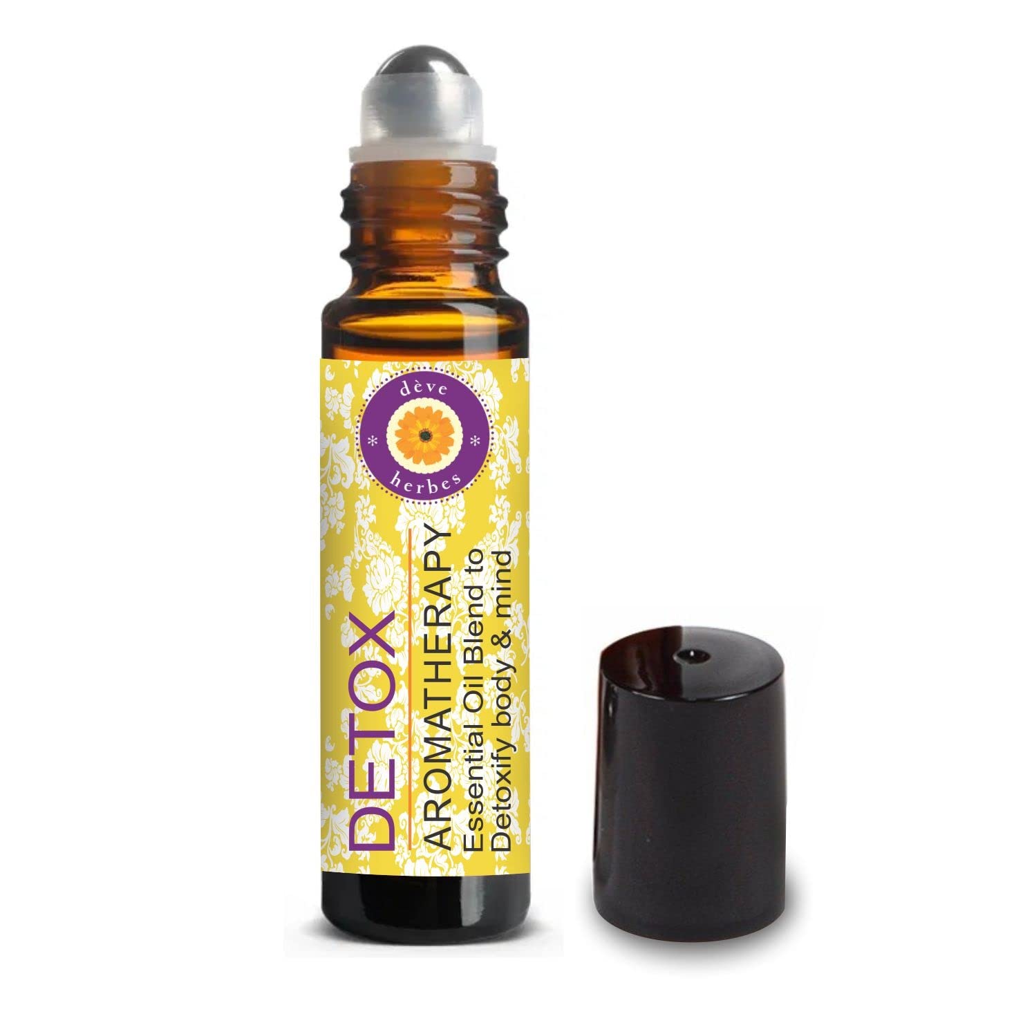 Deve HerbesDETOX - Aromatherapy Essential Oil Blend to detoxify body & mind with Grapefruit, Lemongrass, Fennel Seed, Clary Sage & Cajeput Essential Oils 10ml (0.33oz)