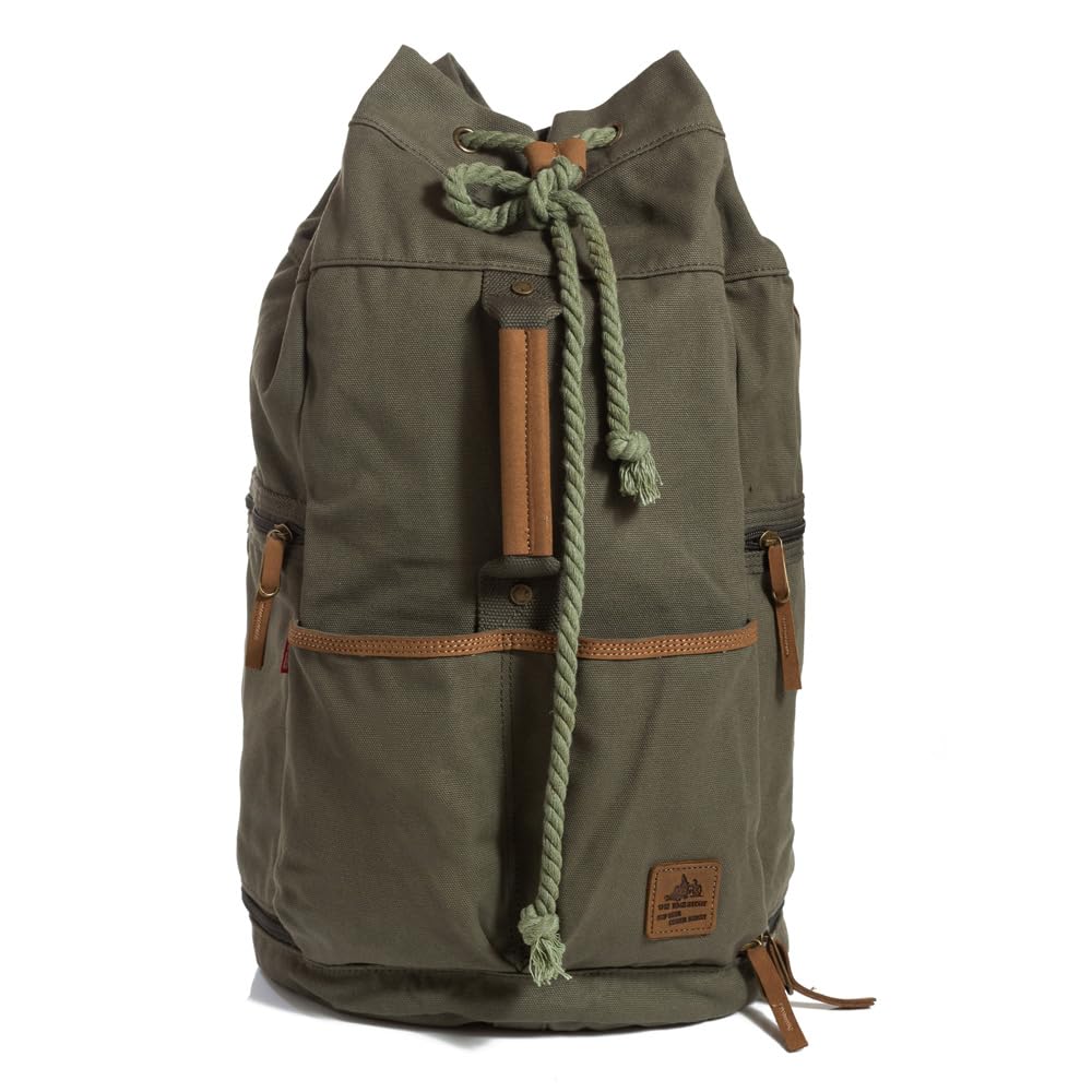 Vintage Canvas Backpack Duffle Bag Mens Travel Rucksack Large Capacity 35l for Outdoor Hiking Camping Climbing Bags (ARMY GREEN)