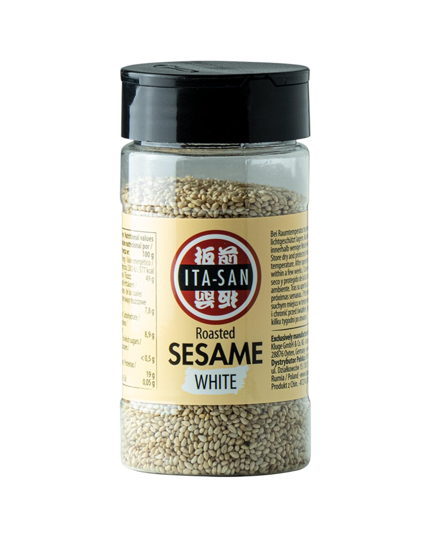 ITA-SAN Semillas de sésamo blanco, tostadas, para platos asiáticos o como topping para ensaladas y cereales, 1 x 95 g