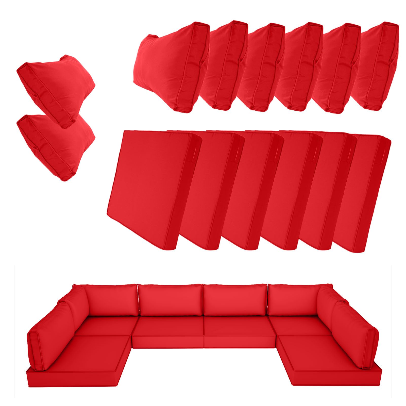 Photo 1 of  Outdoor Patio Cushion Cover Replacement, Waterproof Patio Cushion Covers, Outdoor Furniture Cushion Covers Set  Wicker Rattan Sofa (Red)