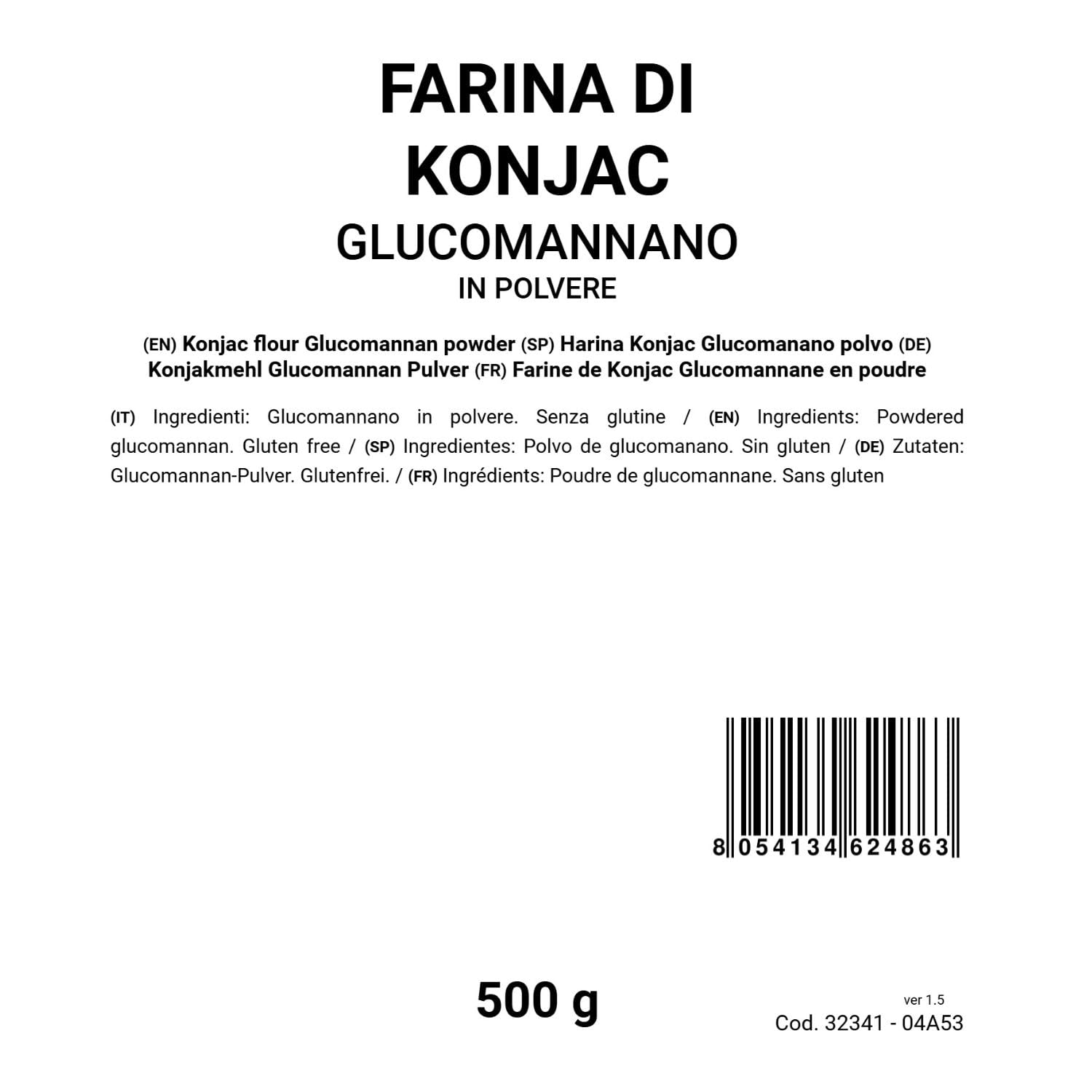 BONGIOVANNI FARINE E BONTA' NATURALI Farina di Konjac (Glucomannano polvere) - Fibra alimentare con poche calorie 500g