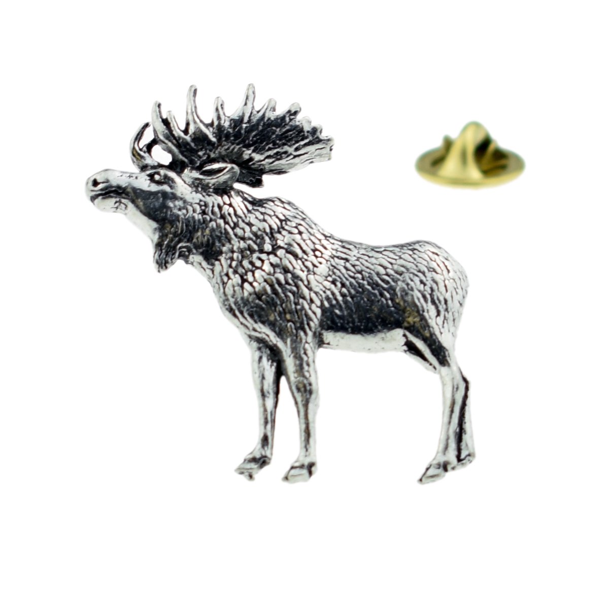 A47 Standing Moose English Pewter Lapel Pin Badge XTSPBA47