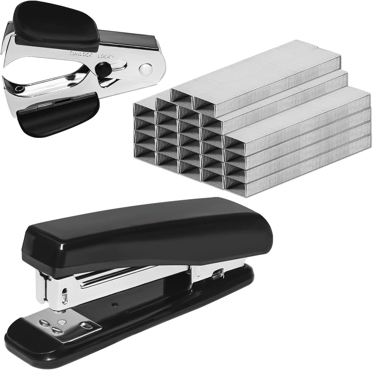 JIKIOU 2 Pack Basic Staplers with 3 Pack Staple Removers
