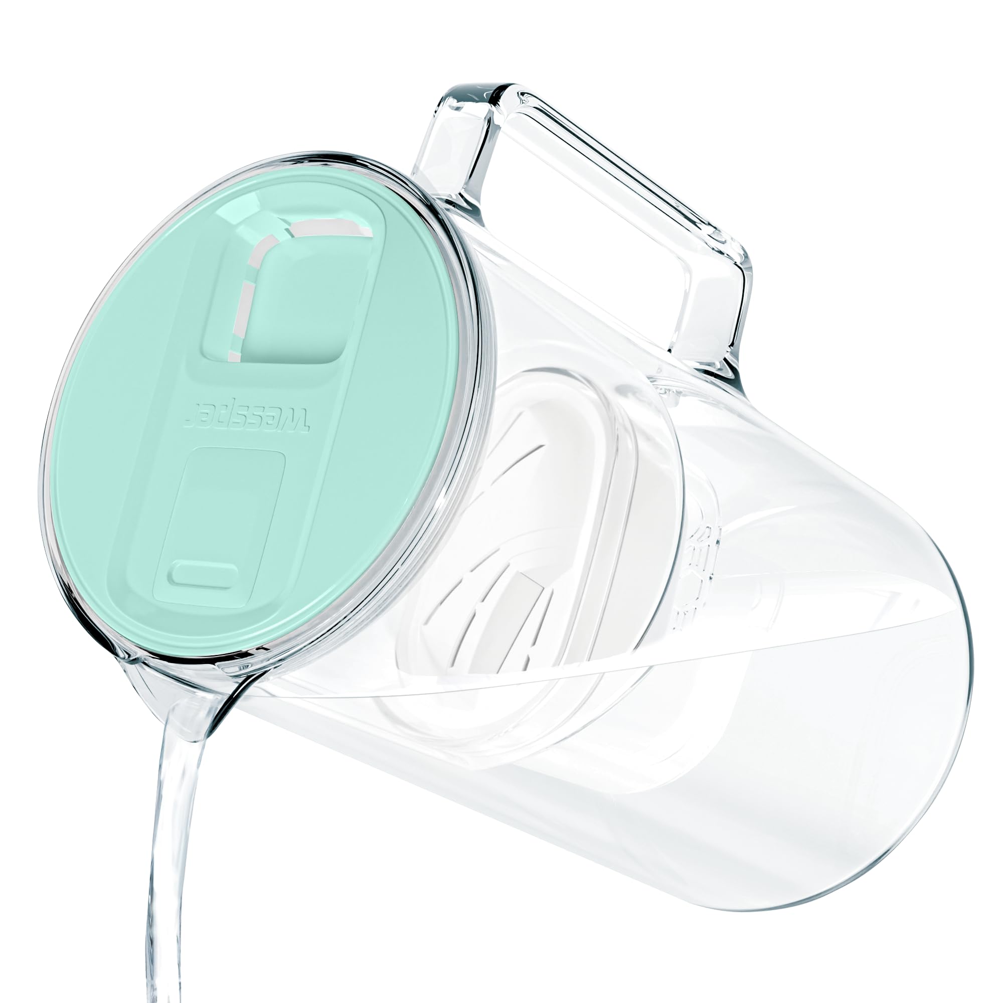Wessper Wasserfilterkanne aus Glas 3L Manuelle Filterverschleißanzeige, Ersatz für Dafi Unimax Aquaphor A5 BRITA Maxtra+ PHILIPS AWP212/10 | Reduziert Kalk Chlor | Wasserfilterkanne + Kartusche, Minze
