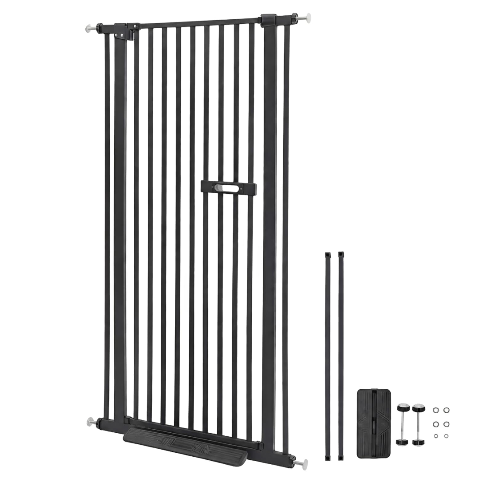 Rejilla de protección para gatos y perros, 150 cm, sin taladrar (negro) | Ancho ajustable 76-95 cm, doble bloqueo, mantener mascotas en el interior, adecuado para puerta, puerta para escaleras