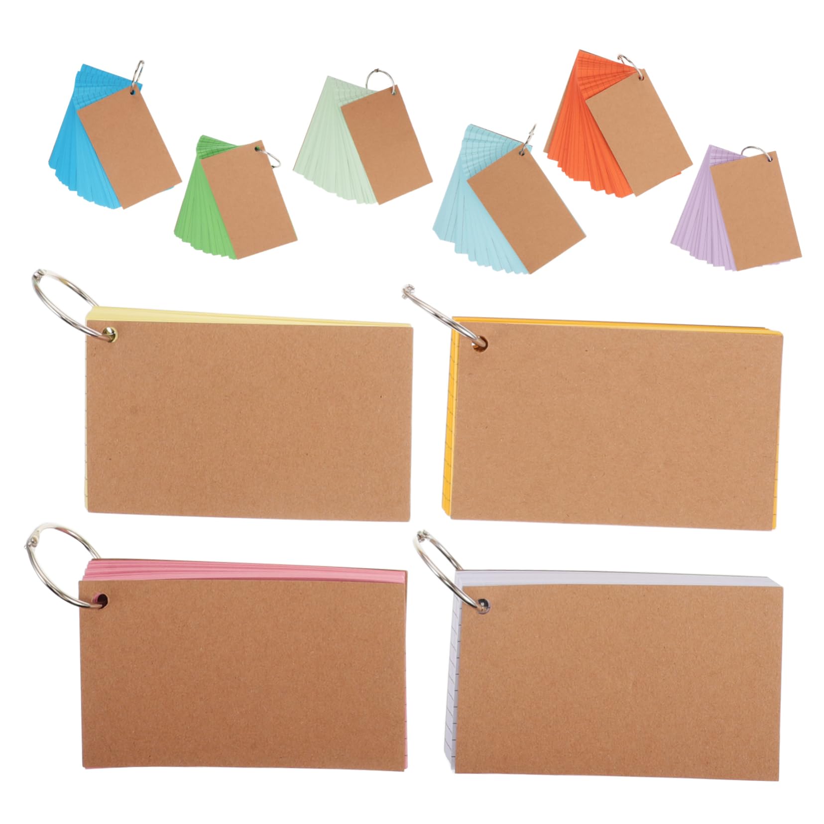 10 Stück Doppelseitige Linierte Vokabelkarten mit Papierumschlag | Ringen, Edelstahl und Papier, für Arbeit und Meetings, Kompakt und Tragbar