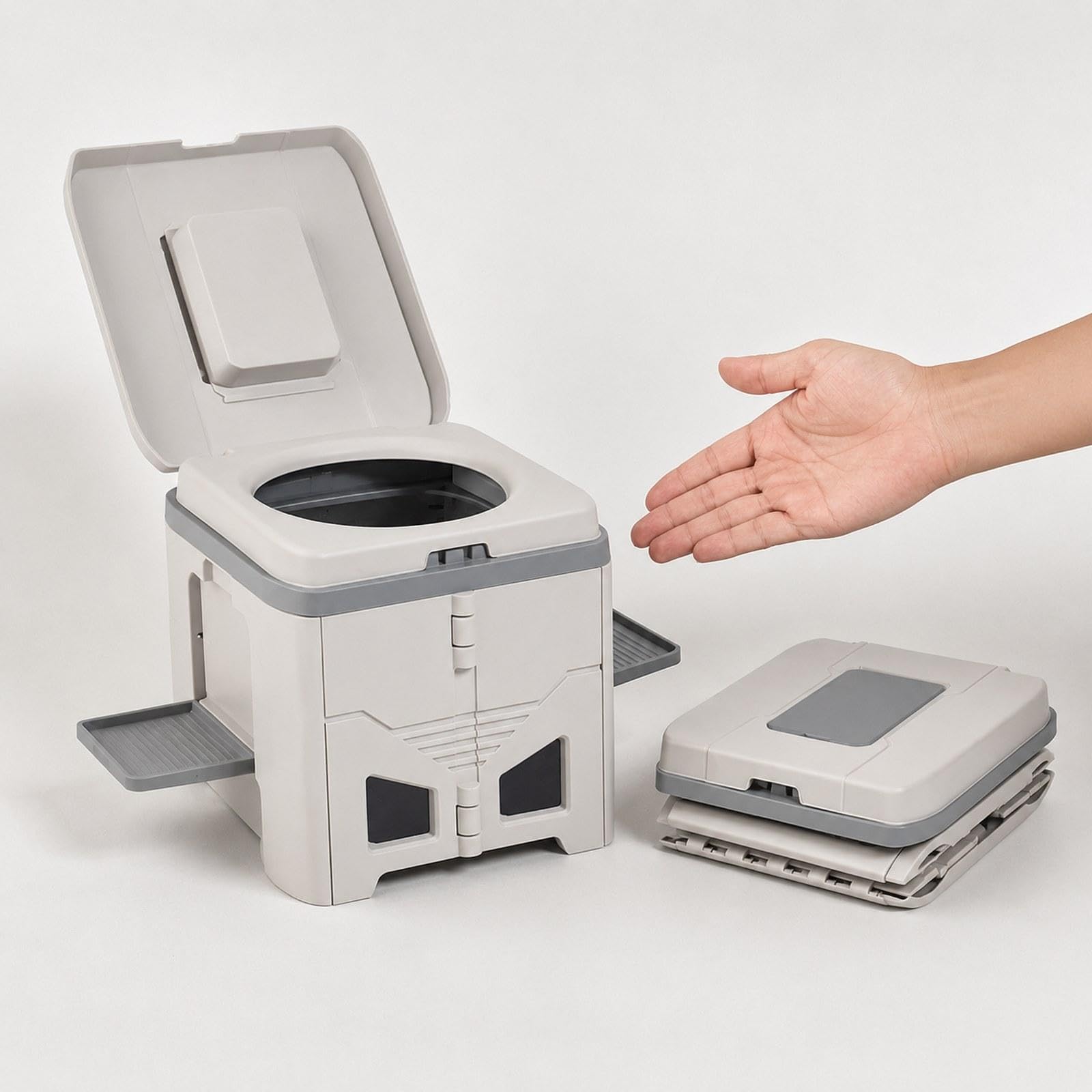 Inodoro Portátil Plegable Sanitario Compacto Asiento Multifuncional con Tapa Material PP Cómodo Fácil de Limpiar Adecuado para Camping Excursiones PES