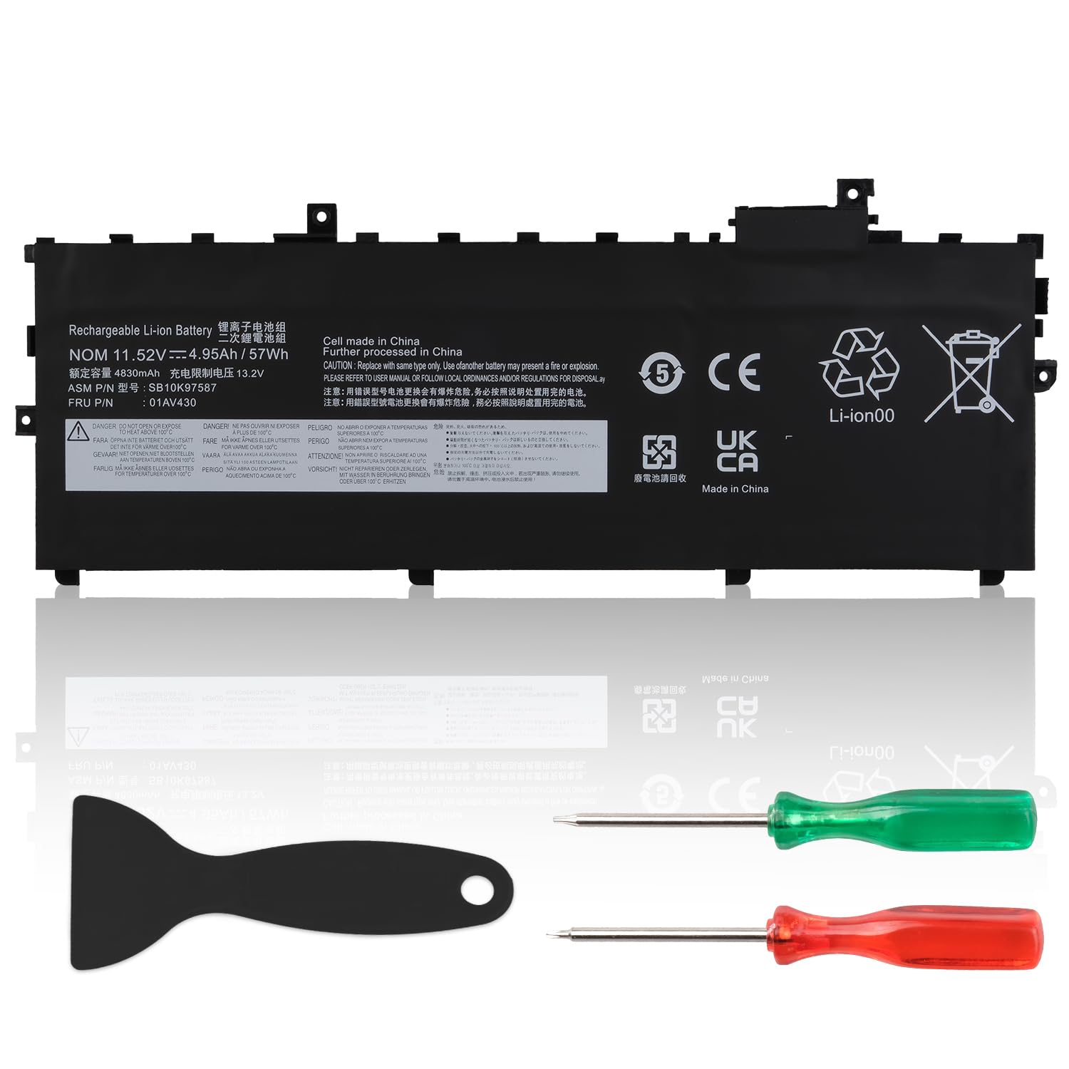 01AV430 SB10K97587 Batería Compatible con Lenovo ThinkPad X1 Carbon 5th Gen 2017 6th Gen 2018 Series 01AV431 SB10K97588 01AV494 SB10K97586 01AV429 SB10K97586 11,52 V 57 WH