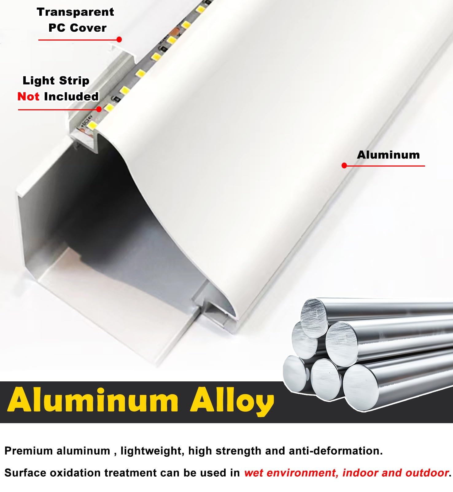 Deckenprofil mit LED-Diffusor ohne Spot, doppelte Aluminium-Lichtleiste, indirektes Beleuchtungsprofil für Trockenbauwände (3 m [9,8 ft])