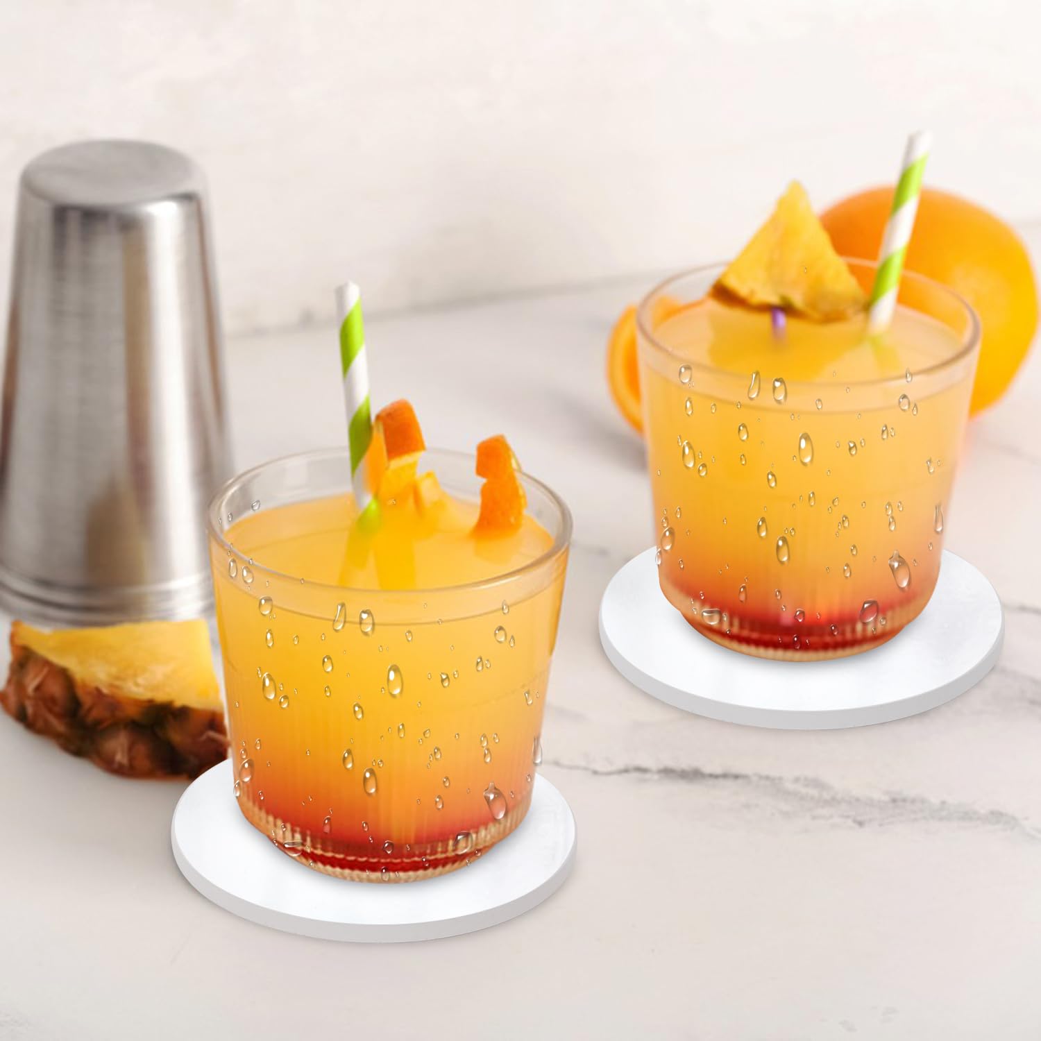 48 posavasos redondos de cerámica de sublimación con almohadillas de corcho, posavasos redondos de sublimación de 4 pulgadas para bebidas, transferencia de calor y piedra de cerámica