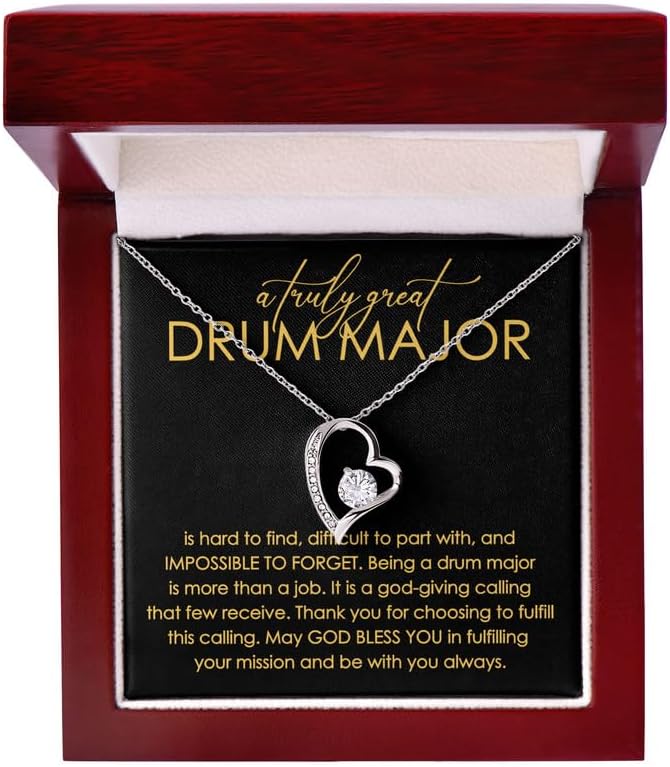 Drum Major Necklace Message Card Box Forever Love Mahogany - Hard To Find Difficult To - Appreciation Director Drummer Marching Band Commander