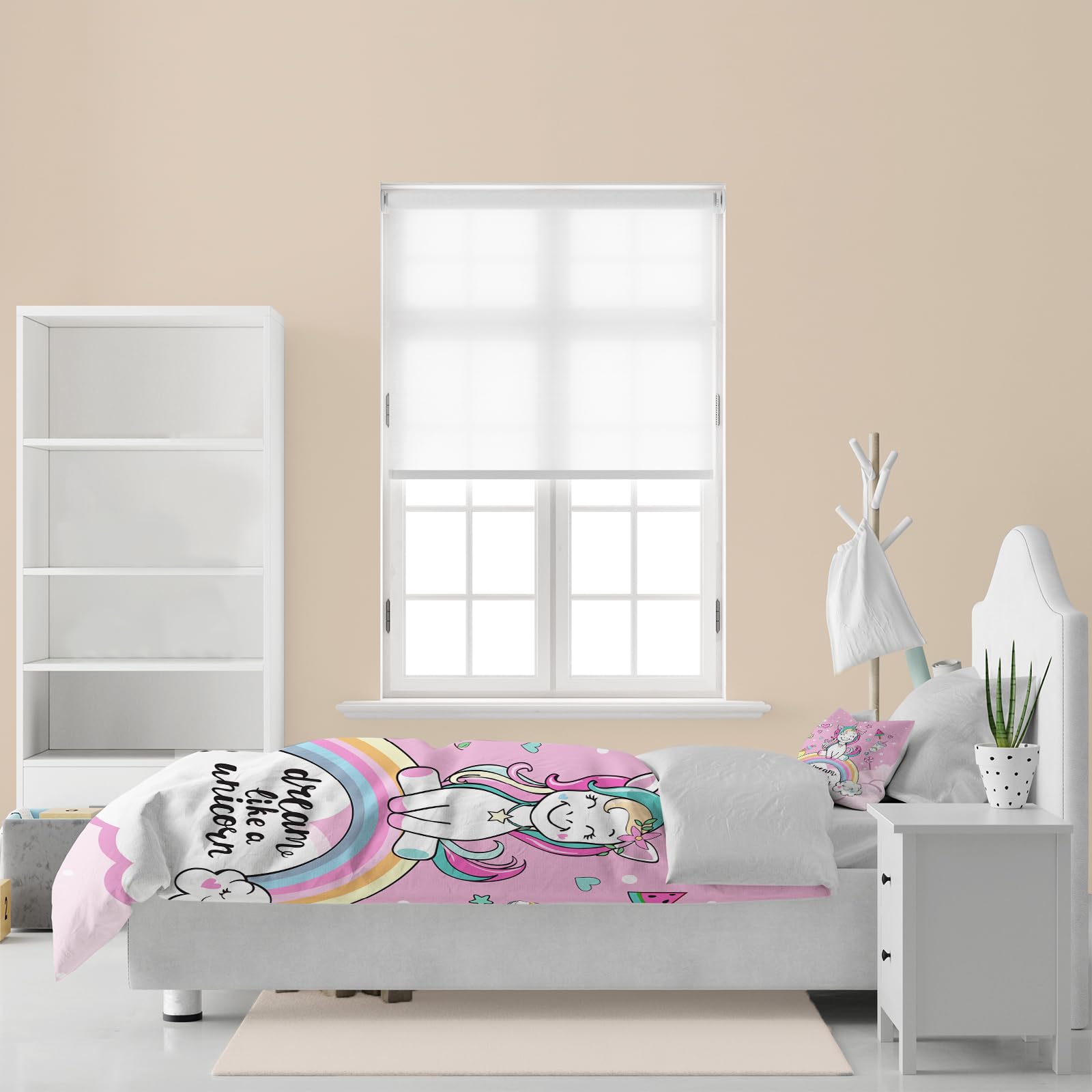 AVJWWD Set di biancheria da letto per bambini, in microfibra, con motivo a unicorno, con stampa 3D, 3 pezzi, con chiusura a strappo, morbido per ragazze (C, 120x150cm)