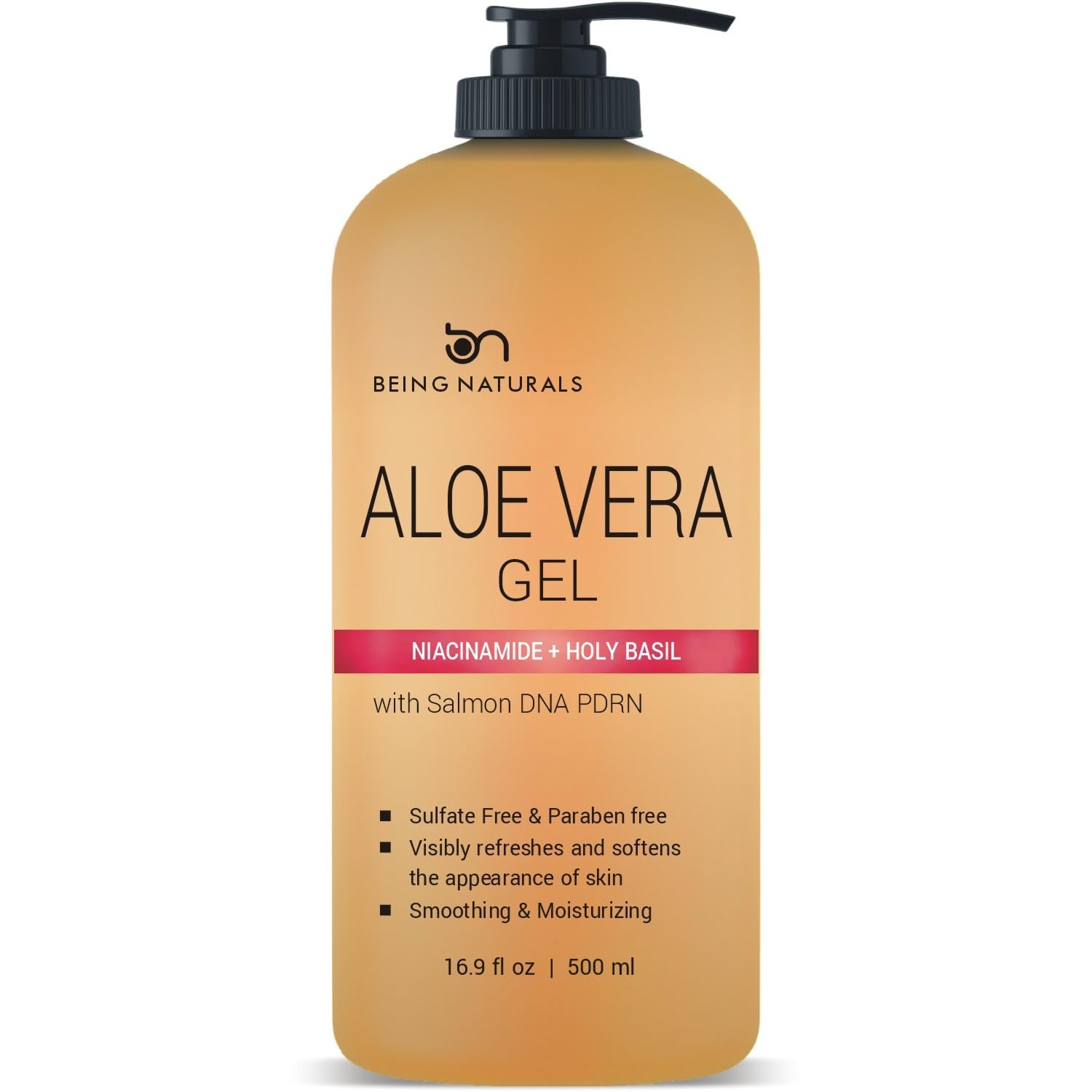 Being Naturals Aloe vera Gel - from 100% Pure Organic Aloe- Natural Raw Moisturizer for Face, Body, Hair. Perfect for Sunburn, Acne, Razor Bumps 16.9