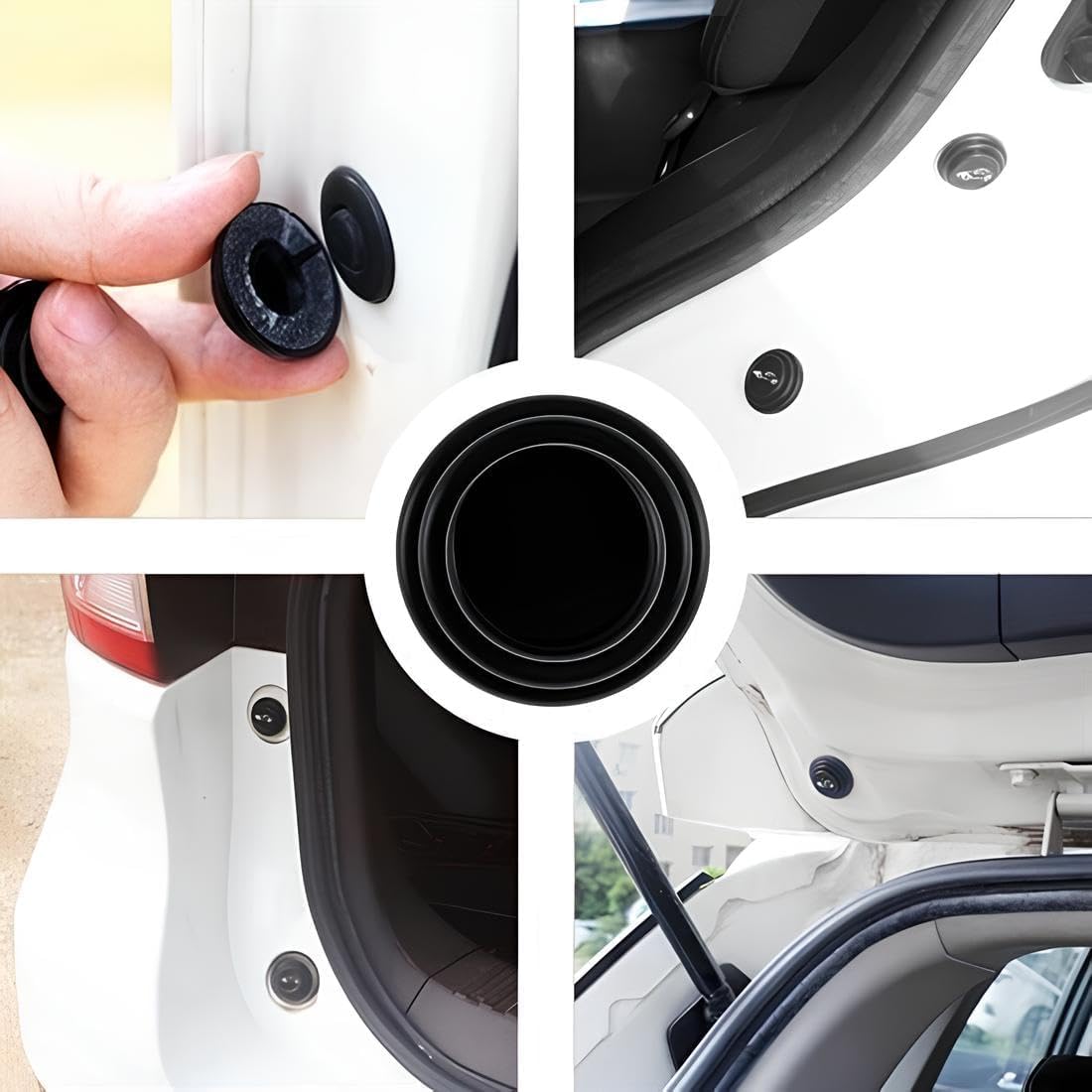 Luti Concept 10 Adet Araç Kapı Ses Önleyici ve Darbe Emici Pad Universal Araba Kapısı Darbeye Dayanıklı Silikon Kalıp Ped Darbe Emici Conta, Araç Kapı Darbe Ve Ses Emici Kapı Kaput Bagaj Çarpma Önleyici Ped Siyah