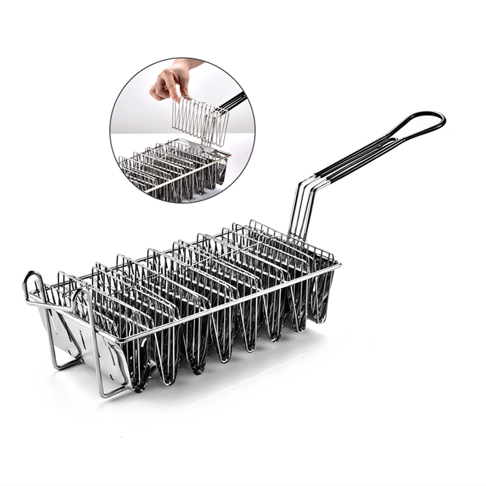 Cestino di patatine fritte 8 strati in acciaio inox cestello frittura a forma di V a forma di fry cestello croccante pancakes taco fright basket strumento speciale strumento speciale cestino-2 pacchet