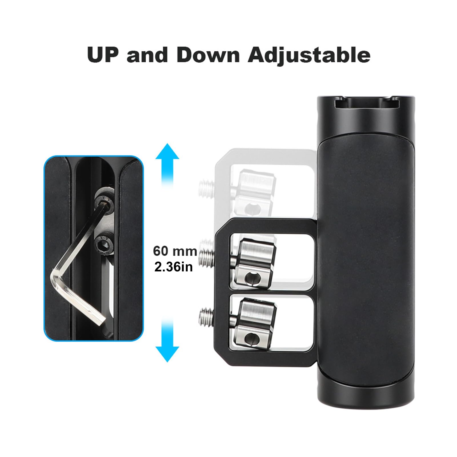Poignée ergonomique double vis de 1/4" pour appareil photo numérique - Poignée latérale gauche et droite pour appareil photo numérique - Accessoires de petite cage - Double poignée à vis