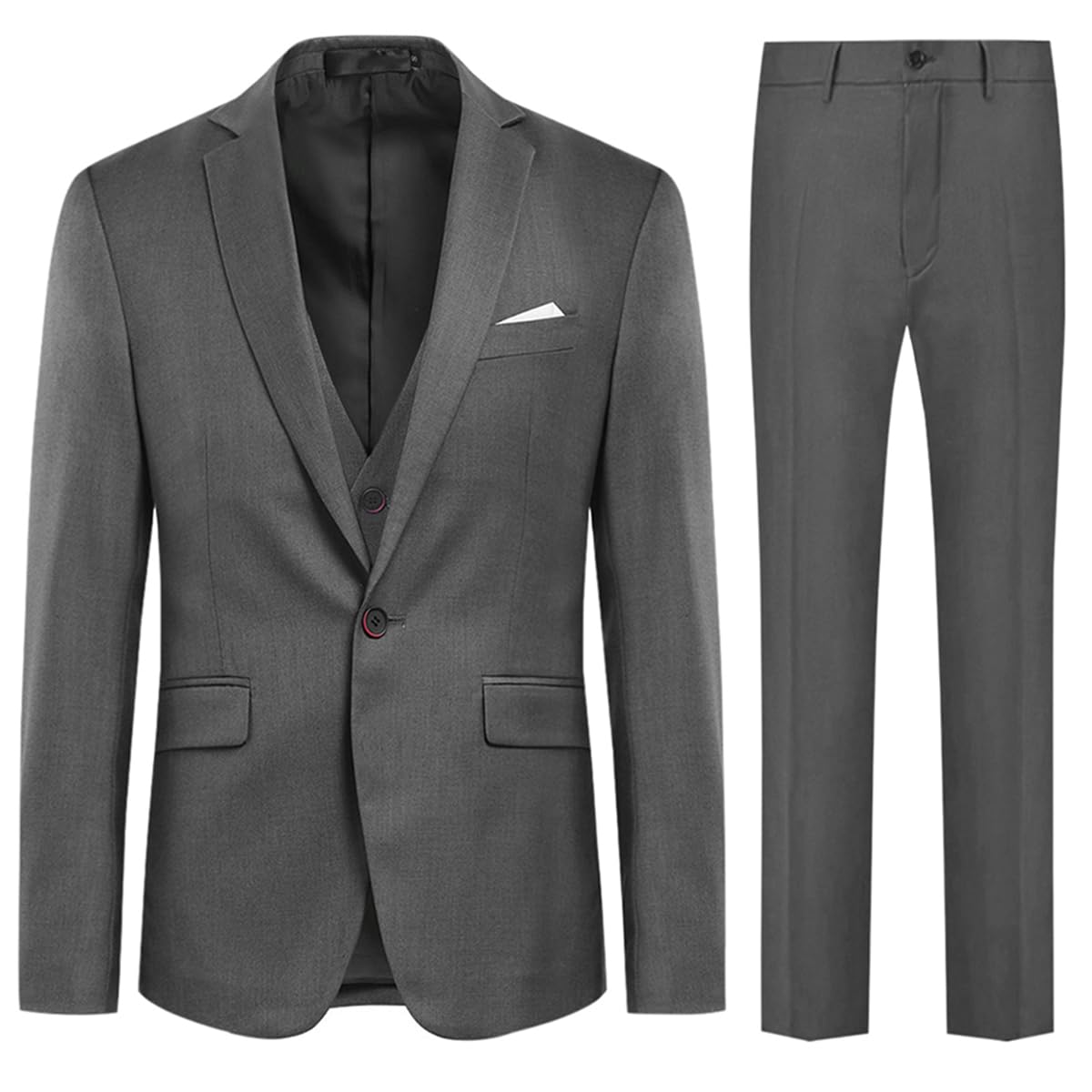 Allthemen Herenpak gestreept 3-delig slim fit pak herenpakken voor zakelijke bruiloft, #630 Grijs, S