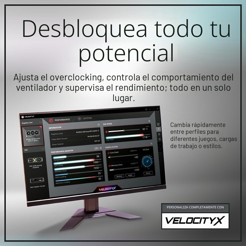 PNY Tarjeta Gráfica GeForce RTX™ 5070 12GB Slim OC Dual Fan 2-Slot