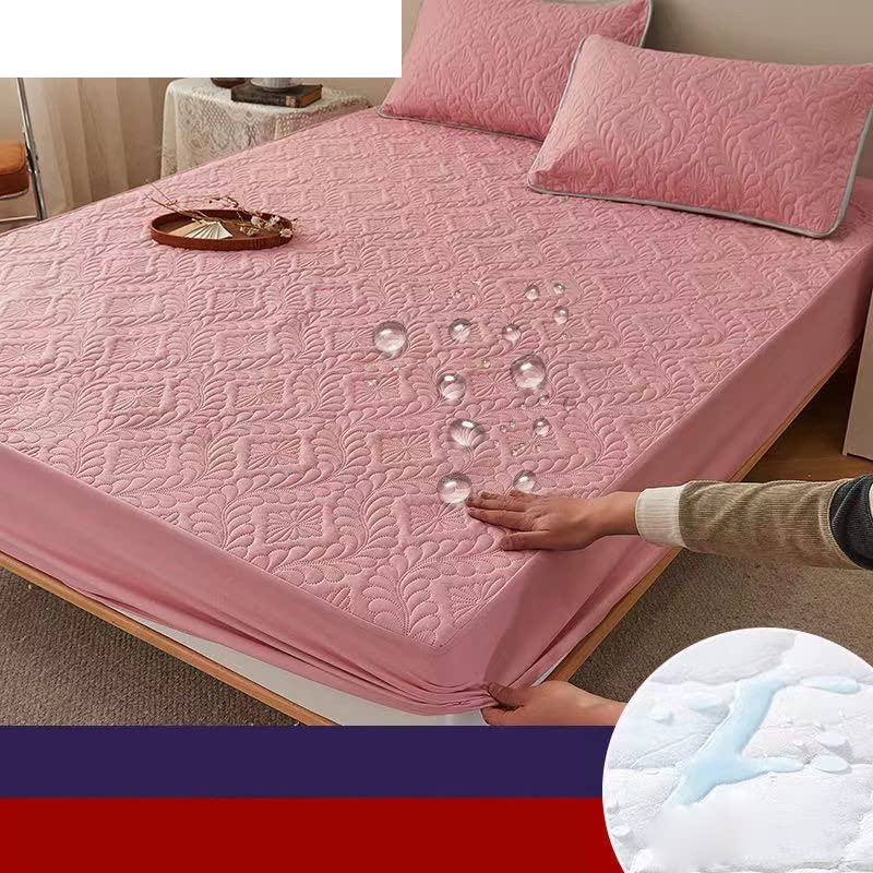 1 Uds Protector de colchón King Acolchado en Relieve sábana Bajera Impermeable Cubierta de Cama tamaño King sábana Transpirable Suave Cubierta de colchón-Gris Claro, 120x200x30cm 3 Piezas