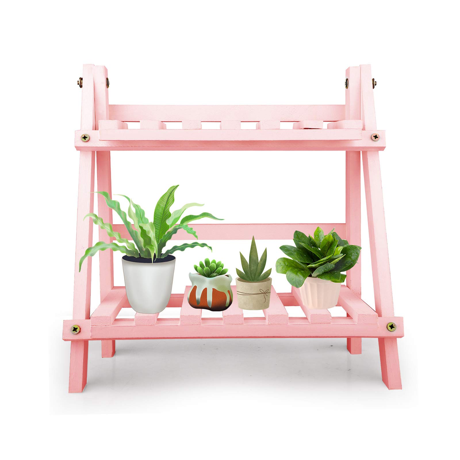 Soporte De Flor De Bambu00fa Al Por Mayor, Tante De Plantas Portu00e1til  2-Tier Tante De Quina Para Plantas, Tante De Exhibiciu00f3n De Plantas,