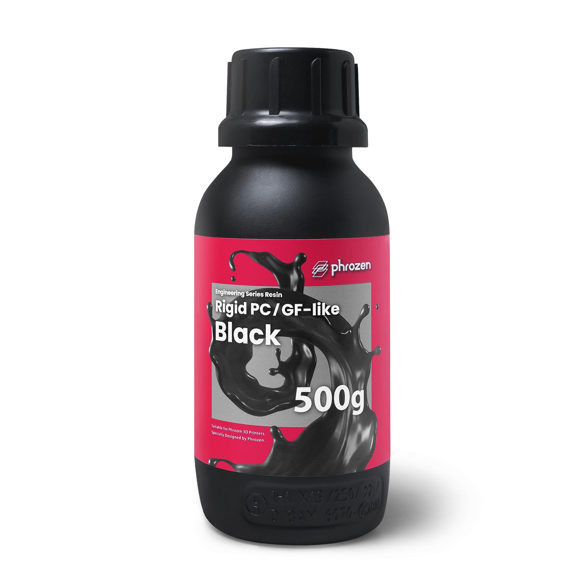 phrozen3D Printer Functional Resin [Rigid: PC/GF-Like, Black], 405nm DLP LCD UV-Curing Photopolymer Resin High Toughness for Plastic Models, 3C Devices, Industry Applications, Prototyping (500G)