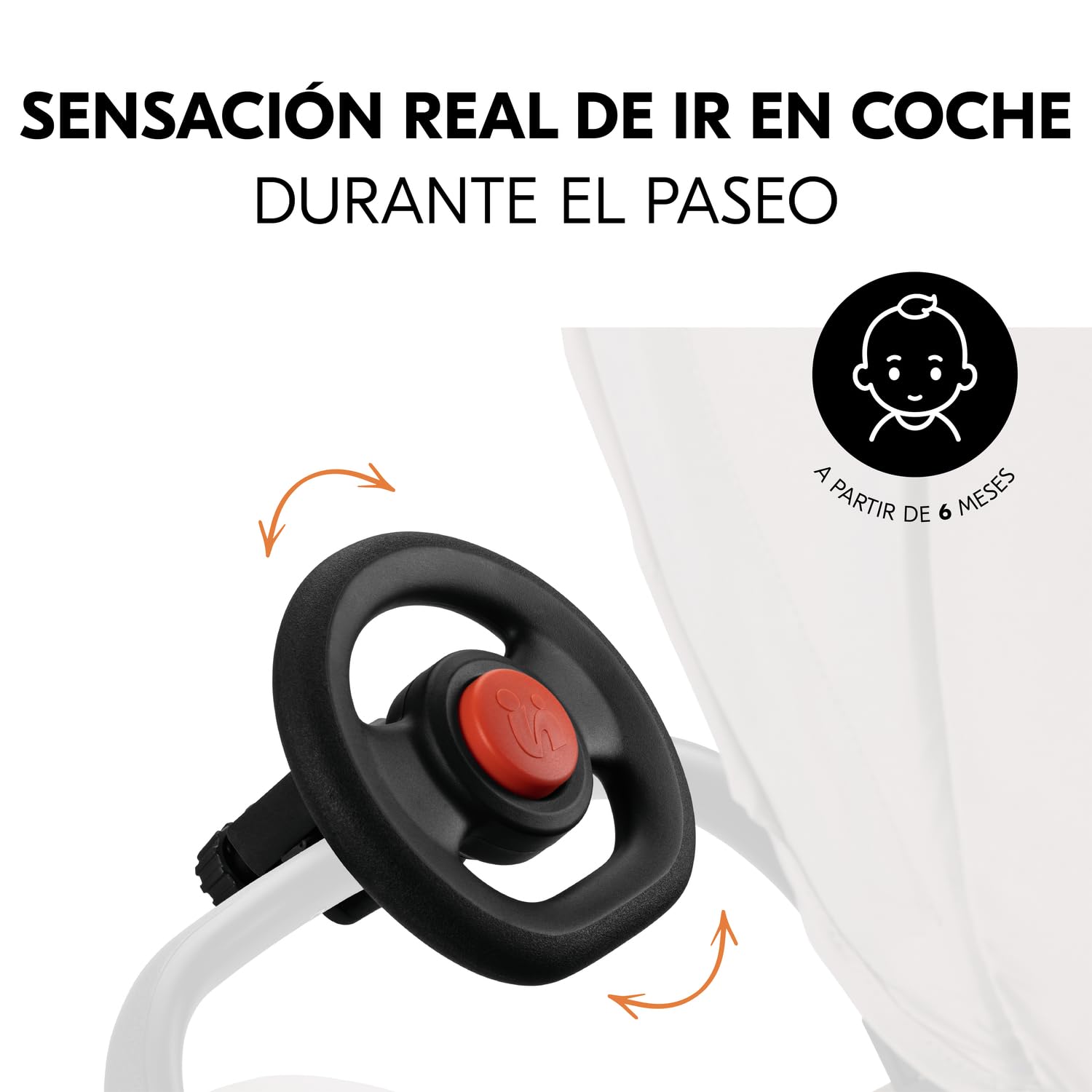Hauck Pushchair Steering Wheel Volante Silla Paseo – Juguete Interactivo con Claxon – Accesorio Universal Compatible con Carritos y Sillas – Diversión y Conducción Real para Niños - Negro