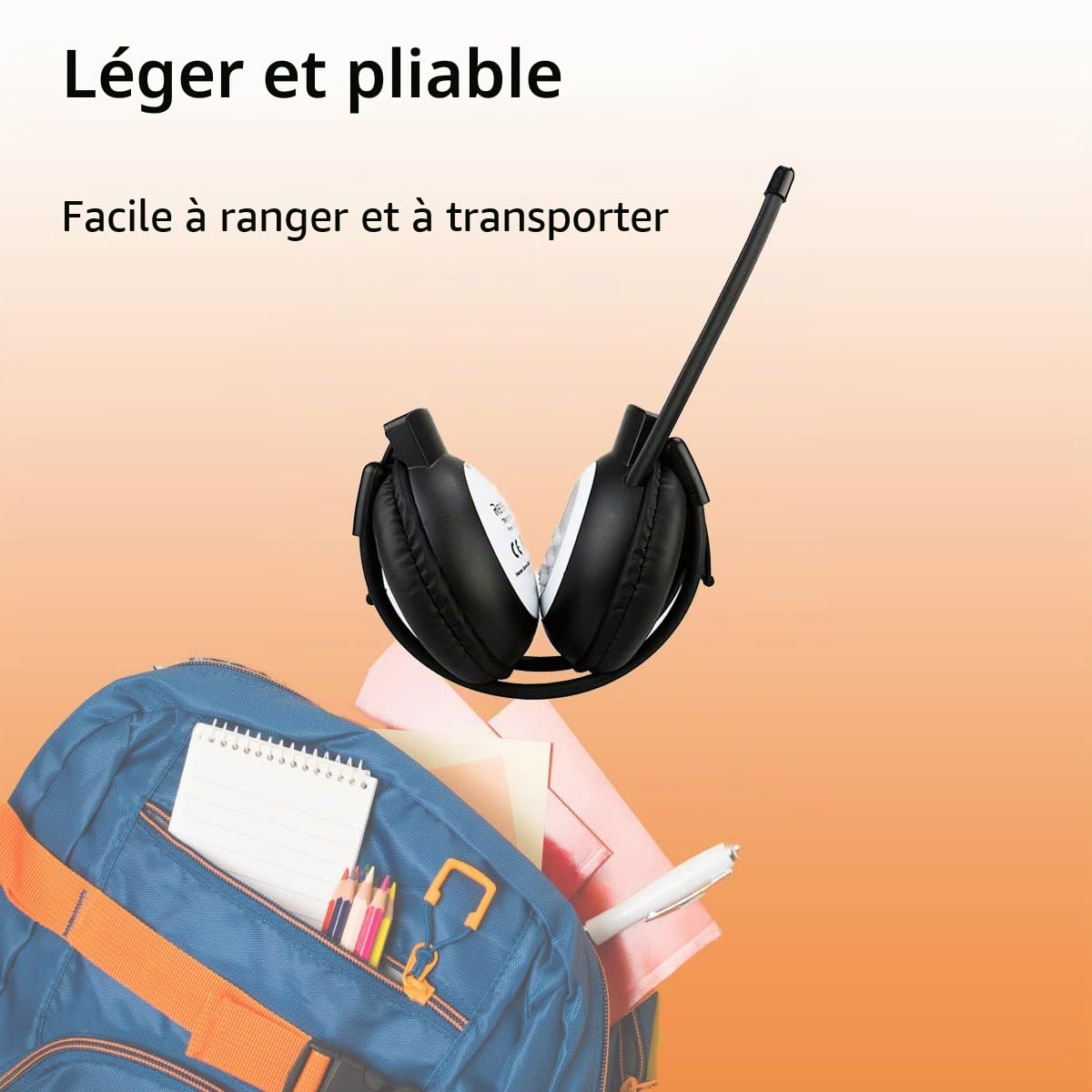 Retekess TR101 Casque Radio FM, Petite Radio a Pile, Récepteur FM pour l'Interprétation Simultanée dans Les Grandes Conférences pour Étudiant, Cadeau de Noël