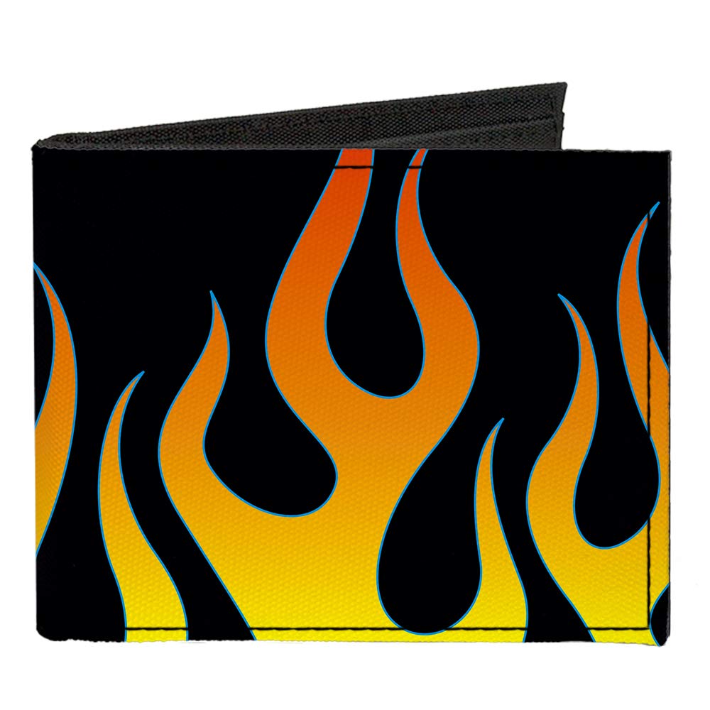 Buckle-Down Men's Standard Canvas Bifold Wallet Flames, 4.0