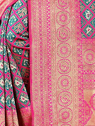 Sangam Prints pink patola silk saree – image 5