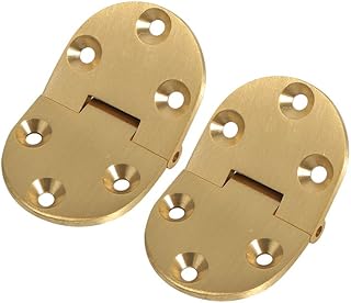 2Pcs Brass Hinge Butler Tray Hinge Round 2-1/2"x1-1/2 with Screws Folding Flap Home Interior Furniture Hardware
