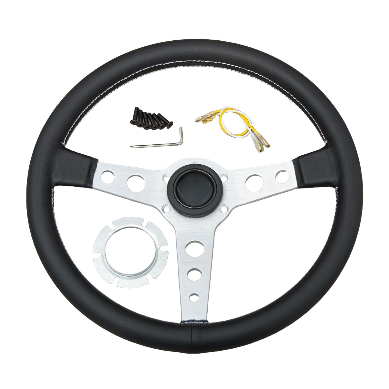 Volante da corsa JDM universale in pelle nera da 14 pollici compatibile con il gioco(Style A)