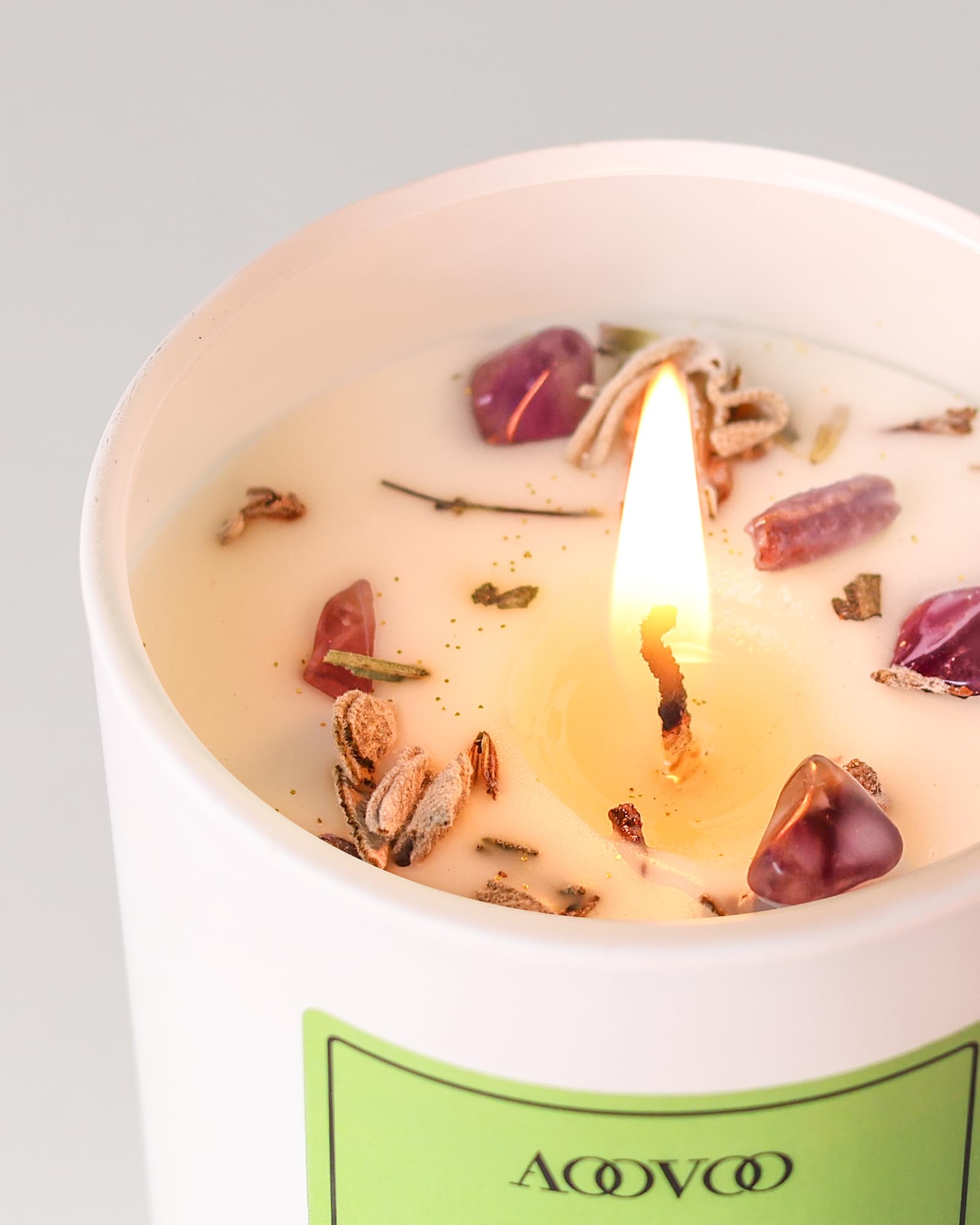 AOOVOO Lavender Scented Candles for Women - 20oz 3 Wick Soy Candles for Home Scented, Aromatherapy Candle with Crystals Inside, Birthday Gifts Christmas Candle for Women Mom: Sage Scented Candles 10oz
