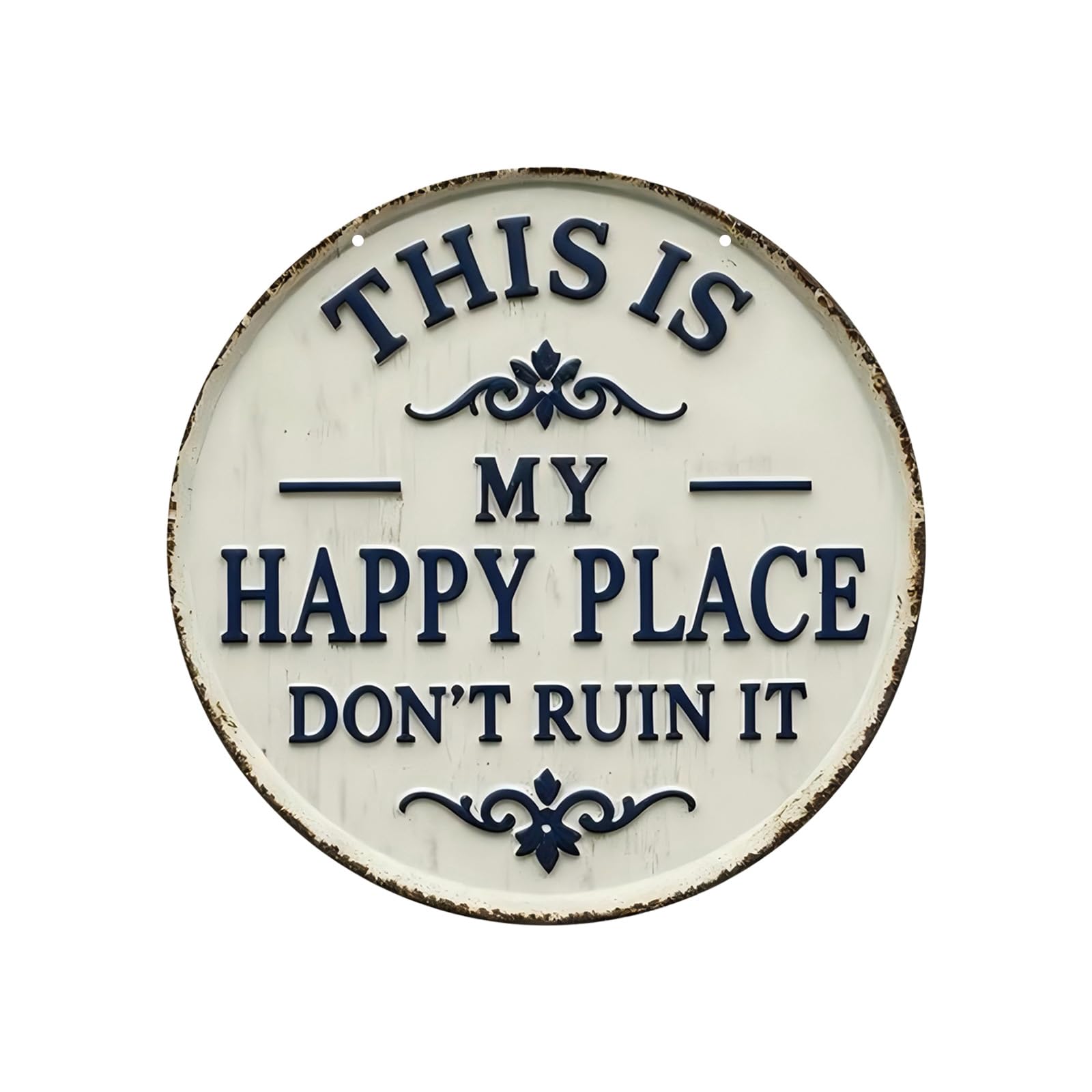 BOYANDM Iron Wall Plaques with Humorous Quote This Is My Happy Place Do Not Ruin It Wall Sign for Outdoor Indoor Decoration Funny Garden Metal Sign