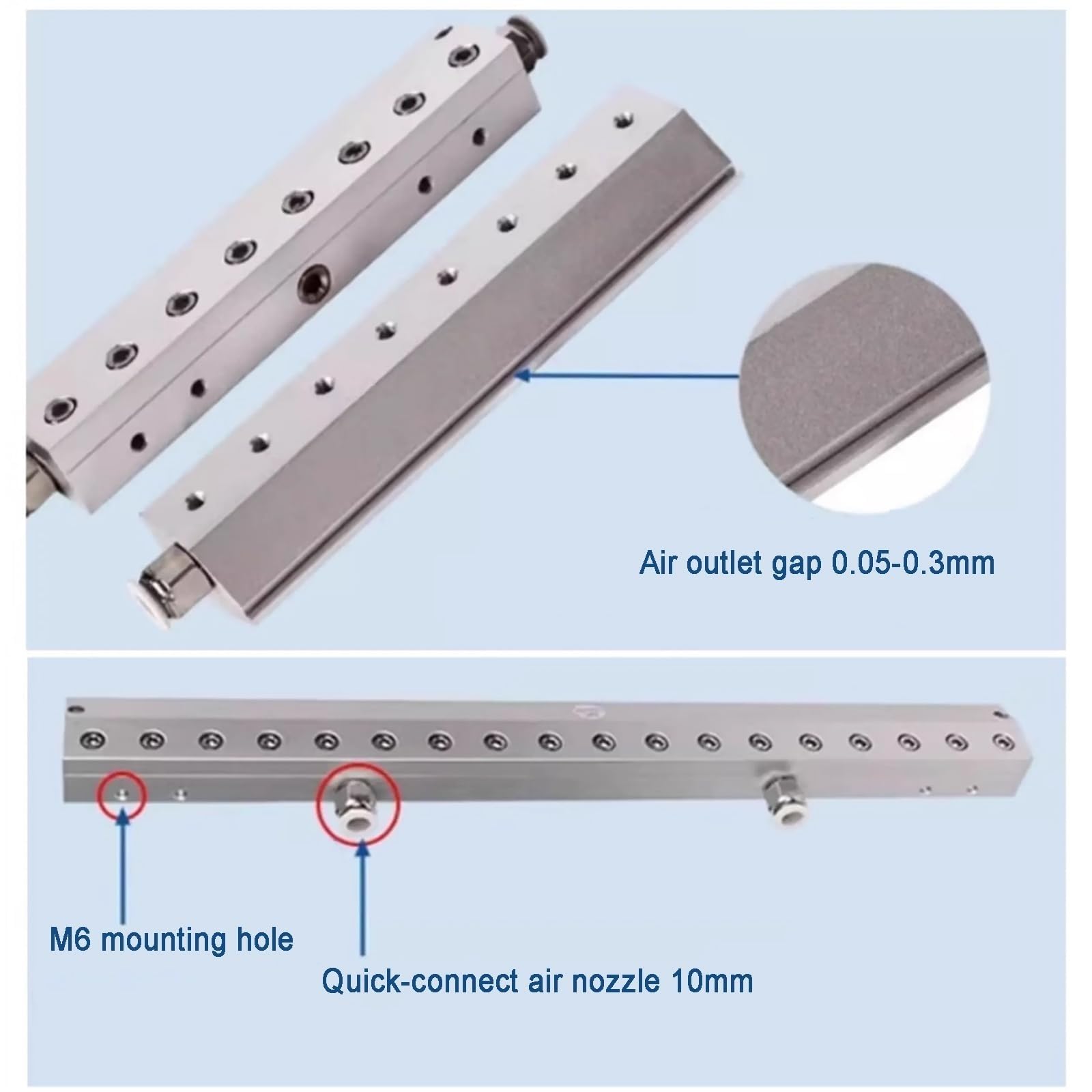 Soplador de cuchillo de aire para eliminación de polvo, hoja de soplado de aleación de aluminio con rosca de 1/4 pulgadas, uso de línea de producción industrial, compatible con compresor