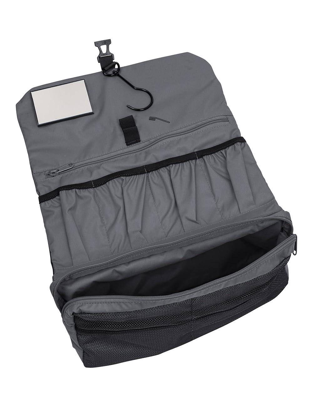 VAUDE Beauty case WegaWrap, beauty case con specchio integrato, portaspazzolino e gancio per appenderla, borsa da toilette impermeabile con suddivisione interna ben studiata