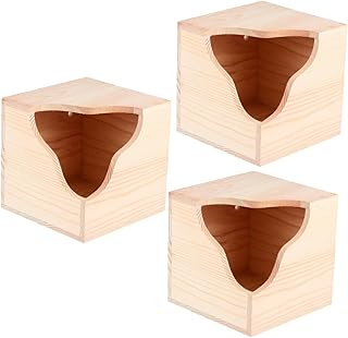 Yardwe Wood Pet Feeder 3 pcs Squirrel Chalet Guinea Pig Feeding House Squirrel Feeder Squirrel House Wooden