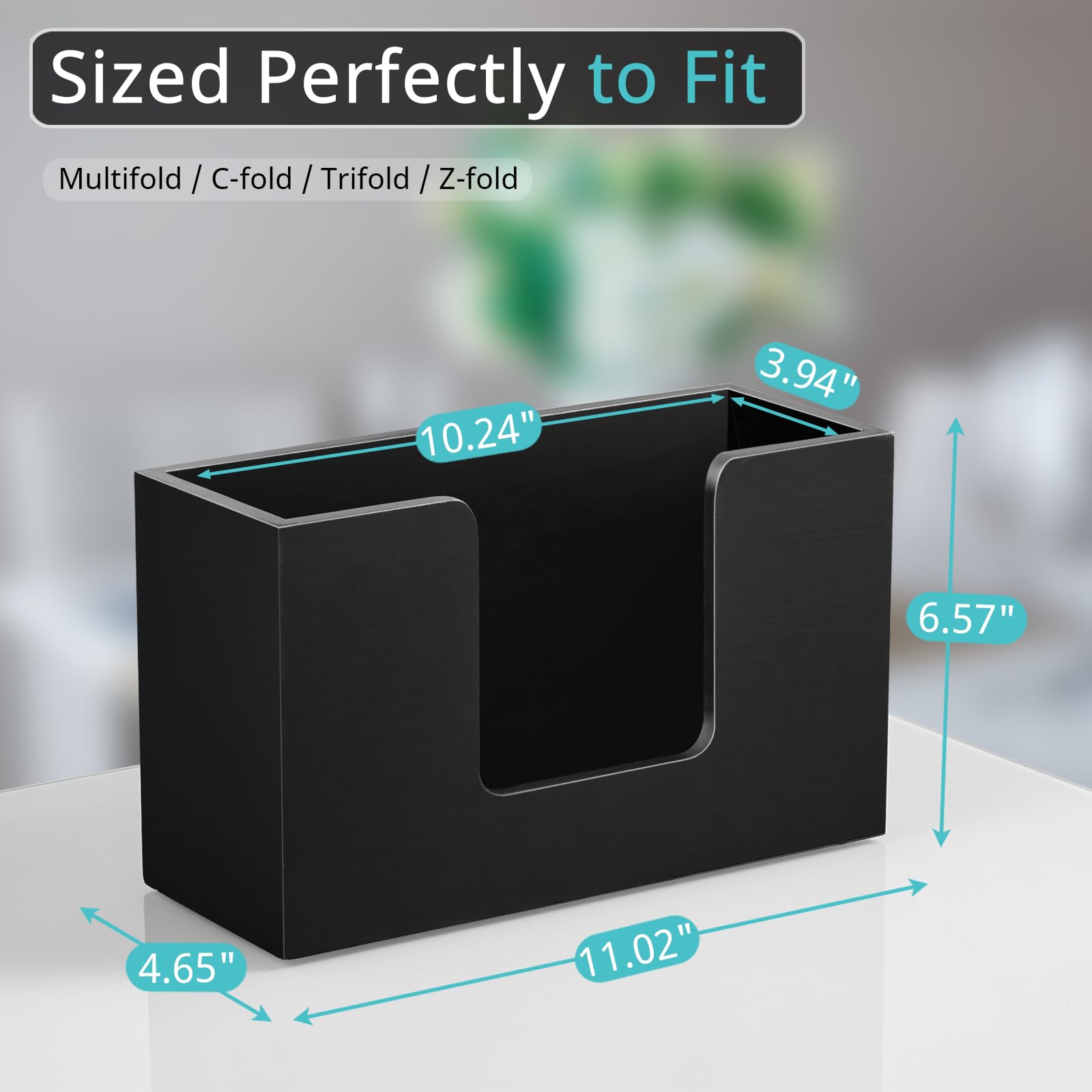 Dispensador de toallas de papel para encimera, soporte de madera para toallas de papel de baño, servilletero negro para cocina, encimera, plegable, plegable, en Z, dispensador de toallas de mano de