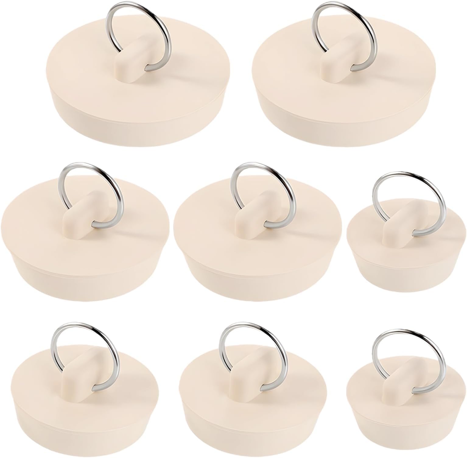 8pcs Universal Sink Plug, Multi-Size Bath Plug for Bathroom Laundry Sinks, Sink Plug Replacement, for Leak-Proof Sealing, Easy to Use and Durable