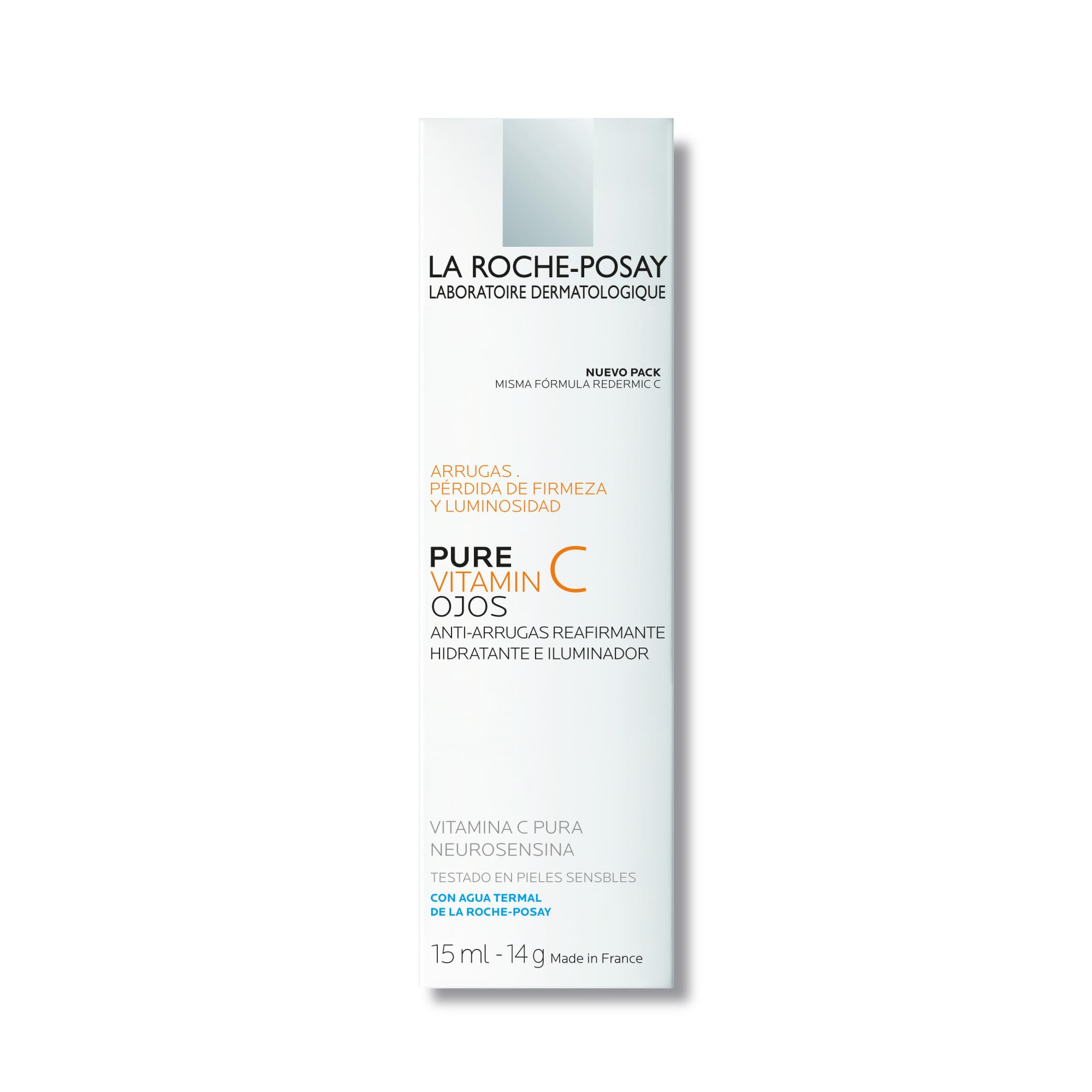 La Roche Posay Tratamiento Anti-arrugas para el Contorno de Ojos, Reafirmante e Iluminador, Cuidado Dermatológico Antioxidante, Fórmula con Vitamina C Pura, Redermic C, 15 ml