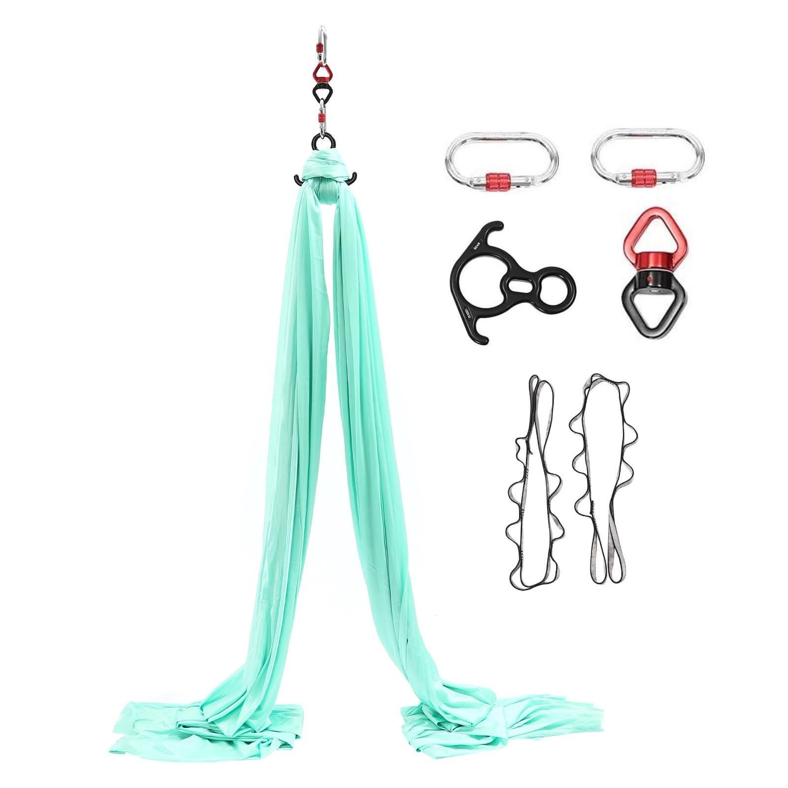 6.6 Yards Aerial Silks Equipment, Stretch Aerial Silk Starter Kit For Aerial Acrobatic Dance, Aerial Yoga Hammock 6m Long, Green