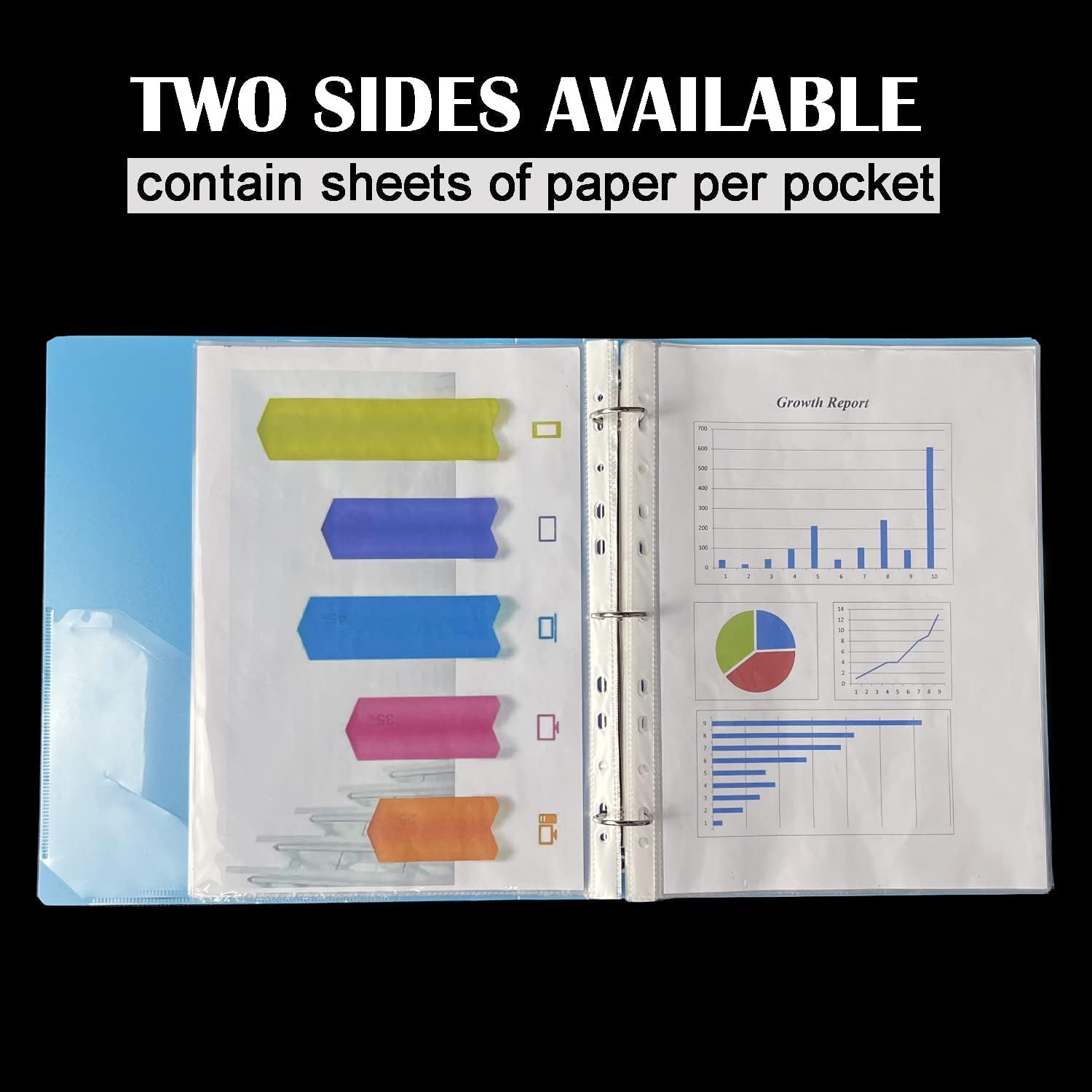 Lot de 200 pochettes perforées A4 en plastique TRANBO transparent solide 80 microns 11 trous pour documents A4, classeur, classeur à levier