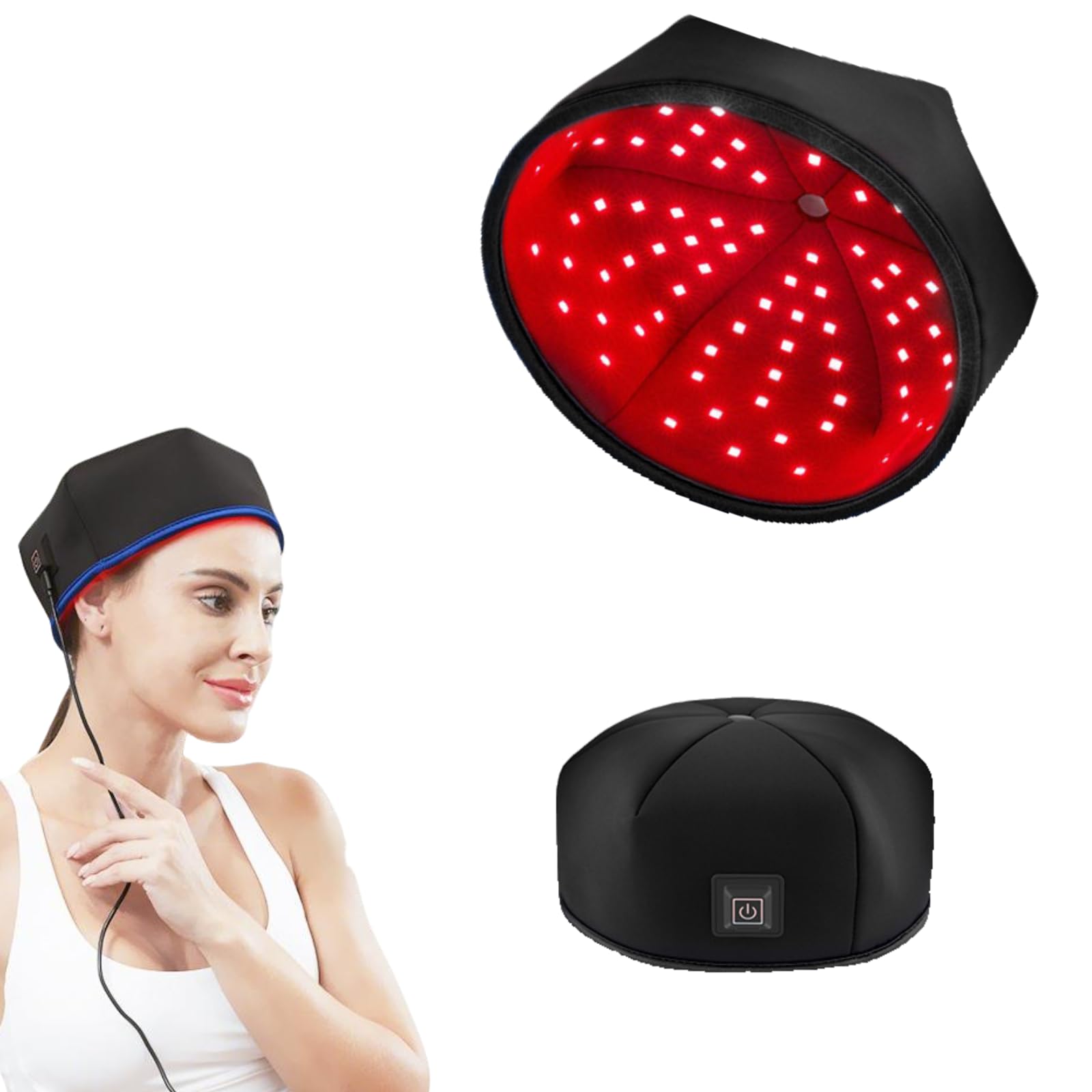 Cappello luminoso Warmforwel a infrarossi rossi e vicini, 120 LED a infrarossi da 660 nm e 850 nm, 3 modalità per il benessere dei capelli, spegnimento automatico dopo 20 minuti (Nero)
