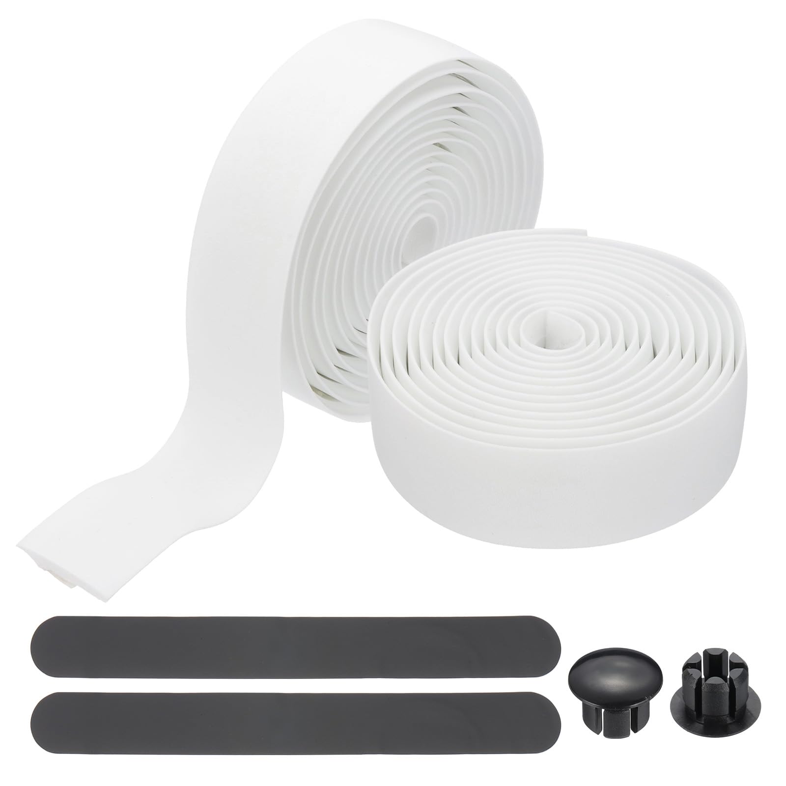 PATIKIL Bike Handlebar Tape, 2 Rolls 6.6 Feet Bike Grip Tape High-Elasticity EVA Foam Cycling Handle Wraps Comfortable Non-Slip Shock Bicycle Wrap with End Plugs for Road Bike, White — image 1