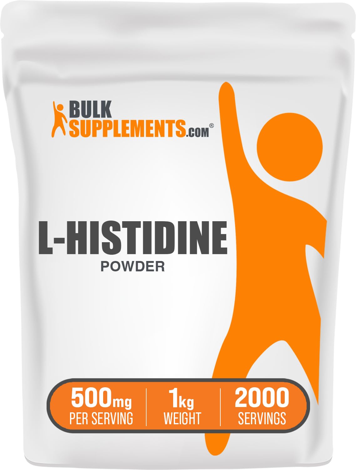 BulkSupplements.com L-Histidine Powder - as L-Histidine Base, Histidine Supplement - Essential Amino Acid & Gluten Free, 500mg per Serving, 1kg (2.2 lbs) (Pack of 1)