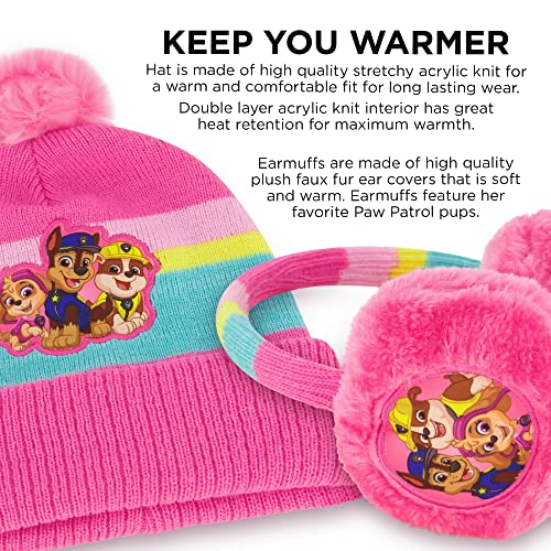 Nickelodeon Girls' Winter Hat Earmuffs and Kids Gloves Set, Paw Patrol for Age 4-74