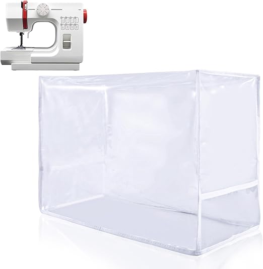 Coveredle Clear Plastic Sewing Machine Cover Dust Cover with Convenient Pockets, Universal for Most Standard Singer Brother Machines