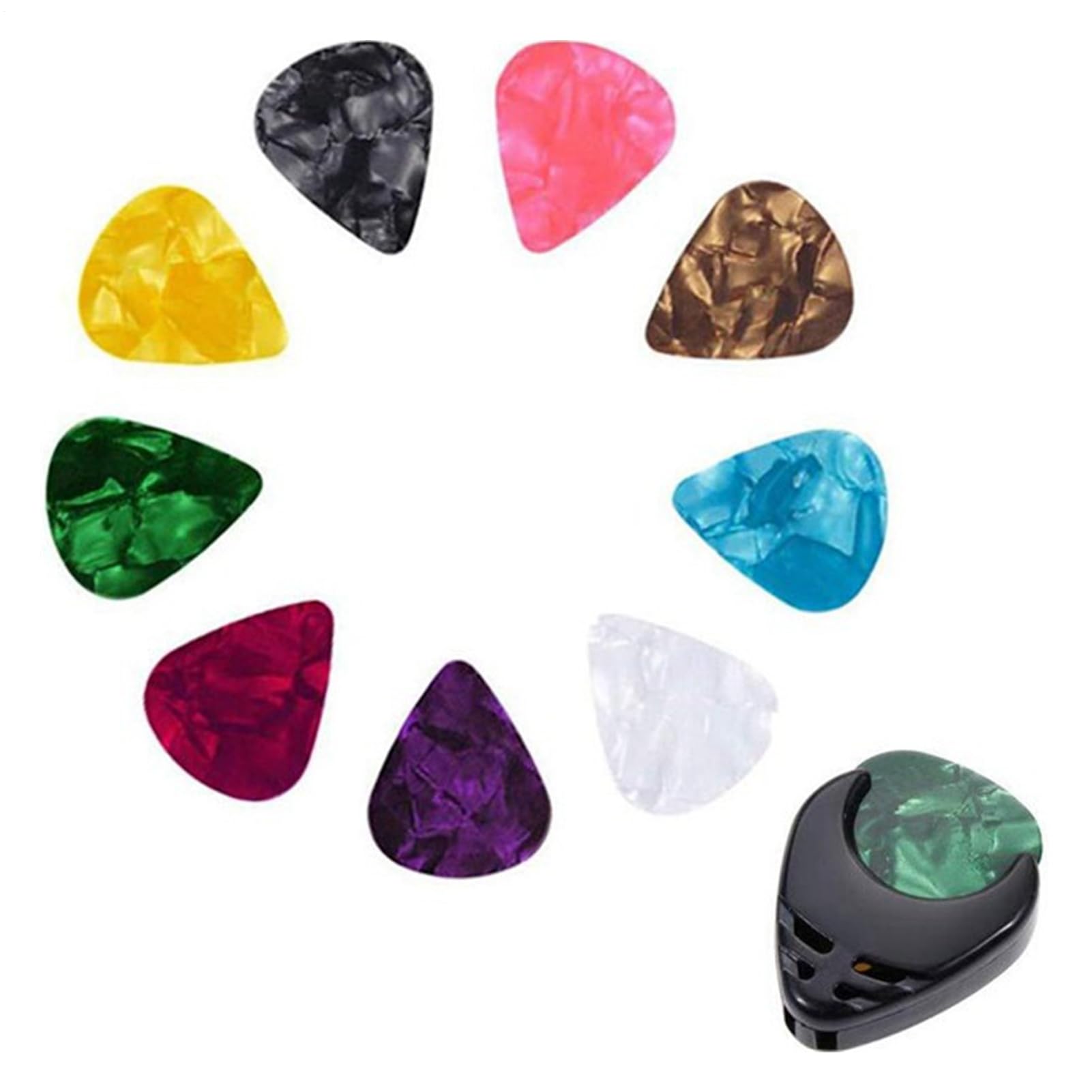 Plettri Chitarra Confezione 10 pezzi colorati spessore 0,46 mm | Per Basso adatti a Principianti di Chitarra Classica, per la Tecnica Fingerstyle e Strumming