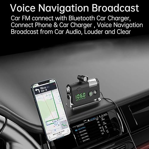 Miniatura 3 de WYYHAA Blutu para Carros transmisor Bluetooth con 2 micrófonos y QC30  Type-C PD 18W HiFi Bass soporta tarjeta TF salida AUX